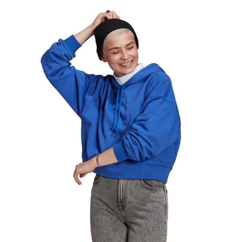 NWT ADIDAS ORIGINALS CROPPED HOODIE BOLD BLUE SZ M